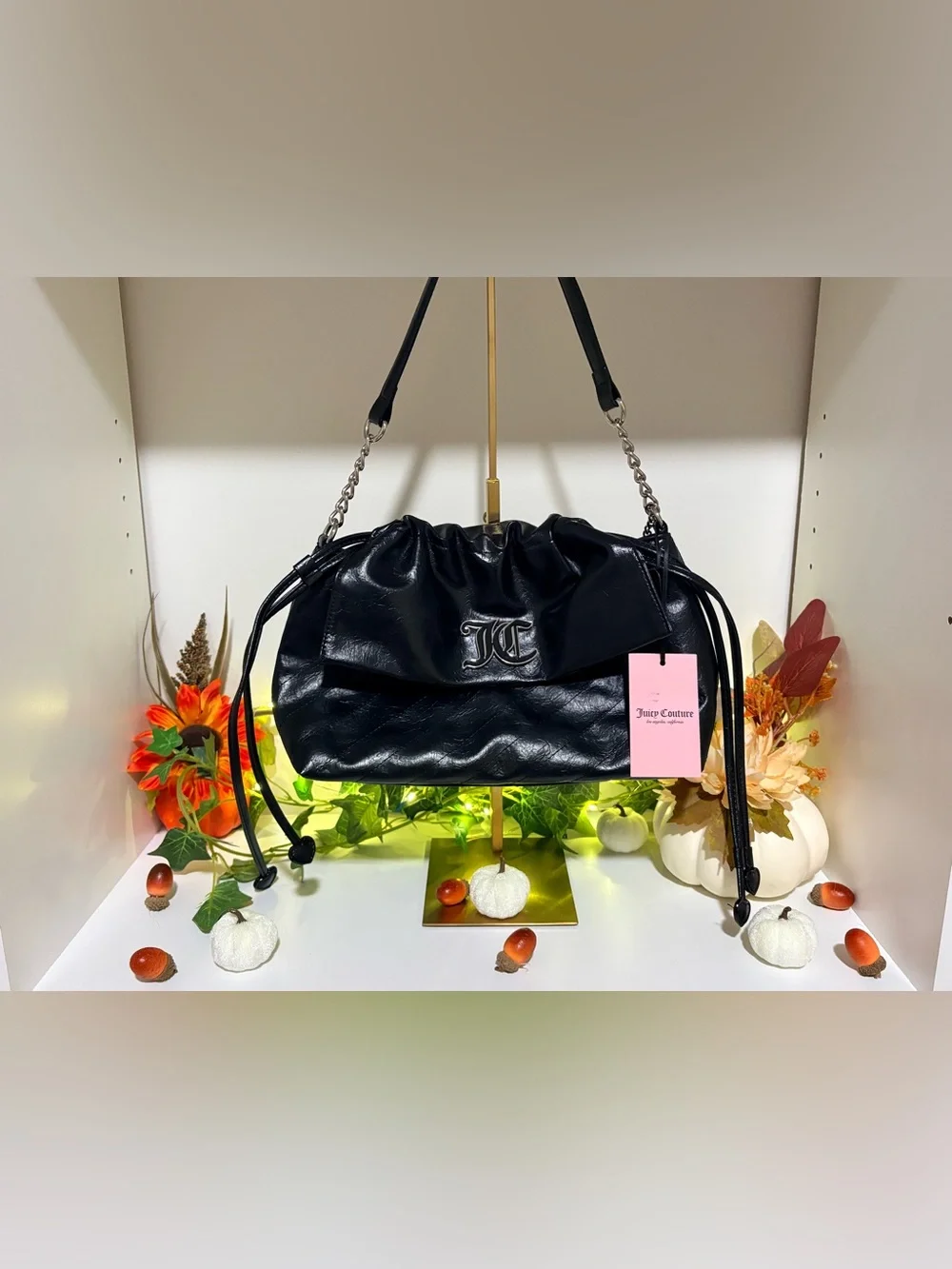 Juicy Couture Black Soft Shine Shoulder Bag with JC Logo